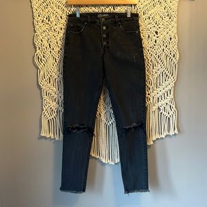 Lucky Brand Jeans Gray Bridgette Skinny Frayed Ankle Button Fly